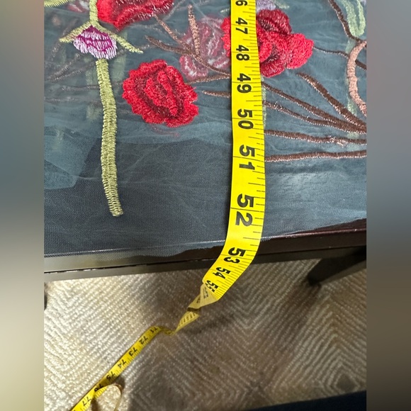 Sheer tulle midi overlay dress with crewel floral embroidery - Picture 8 of 8